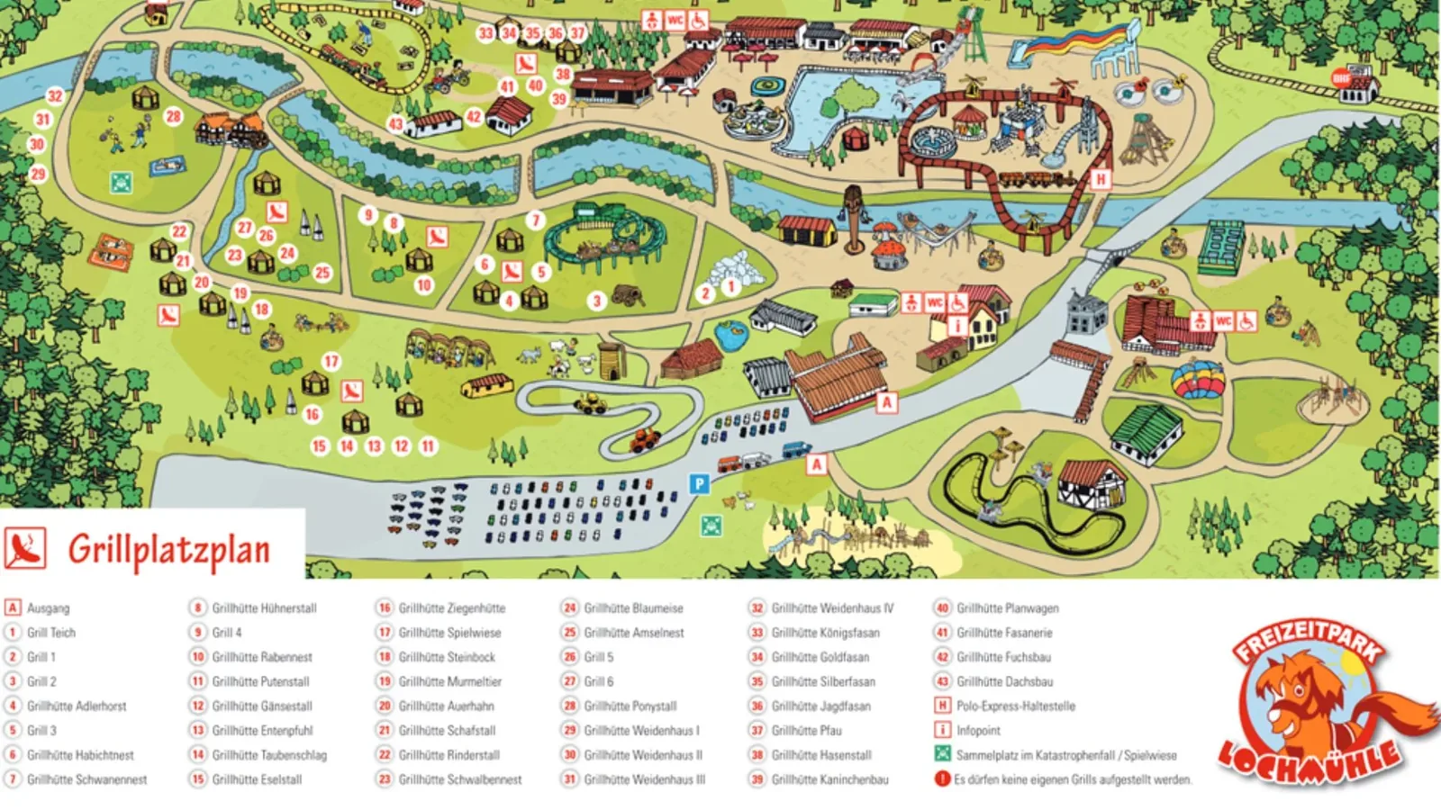 Der Lochmühle Grillhüttenplan mit Bildern von allen Grillhütten