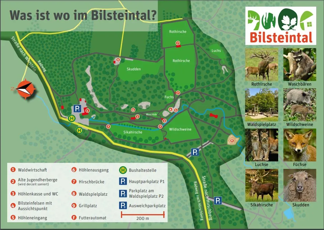 Ausflugsziele mit Kindern rund um Meschede und Bestwig - Karte des Bilsteintals