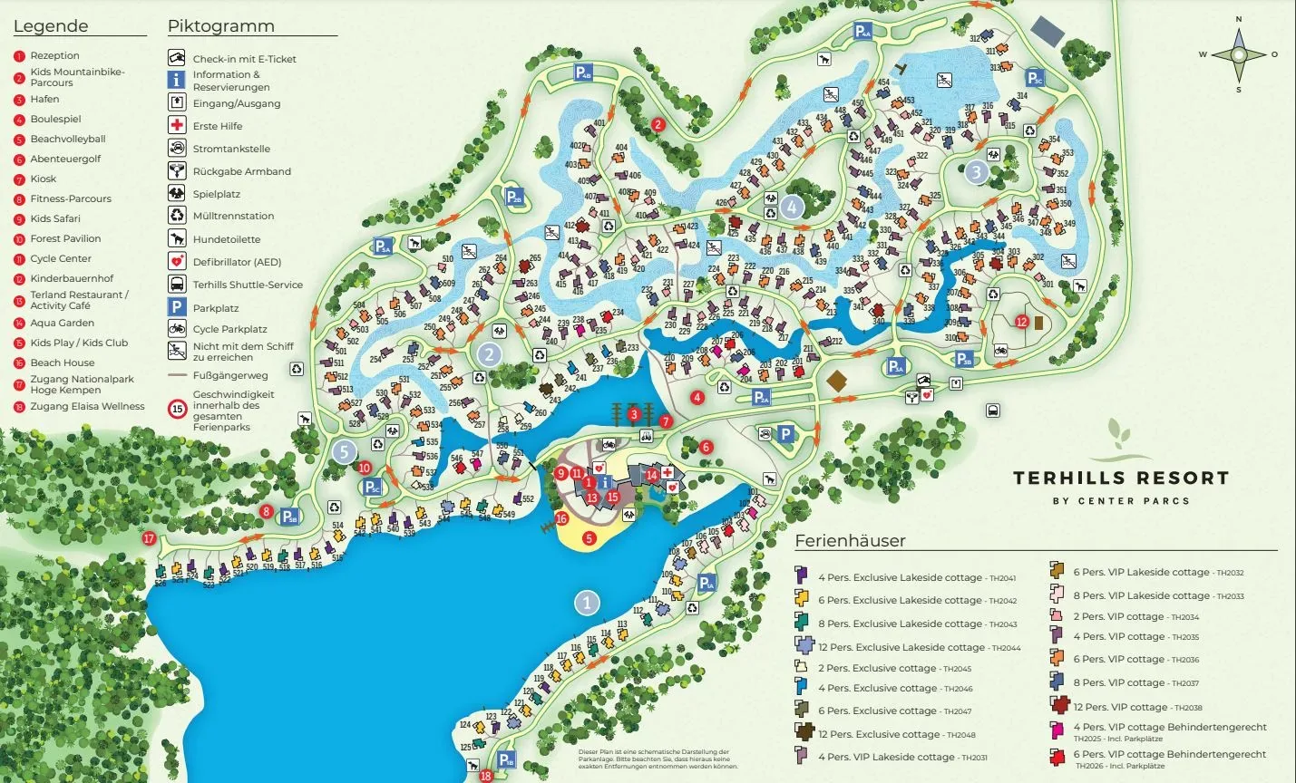 Bester Center Parcs in Belgien am See - Terhills Resort Parkplan