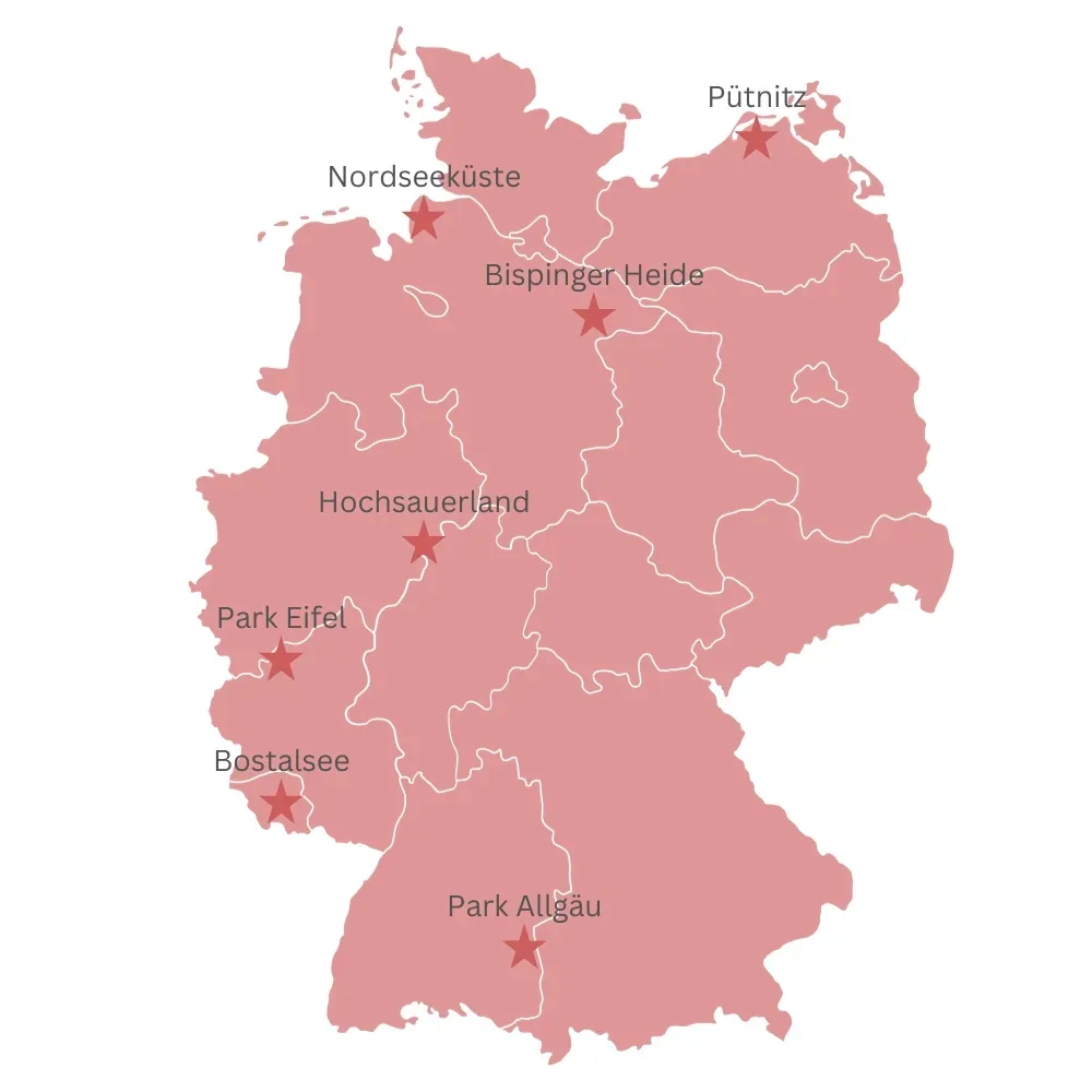 Die besten Center Parcs in Deutschland auf einerKarte