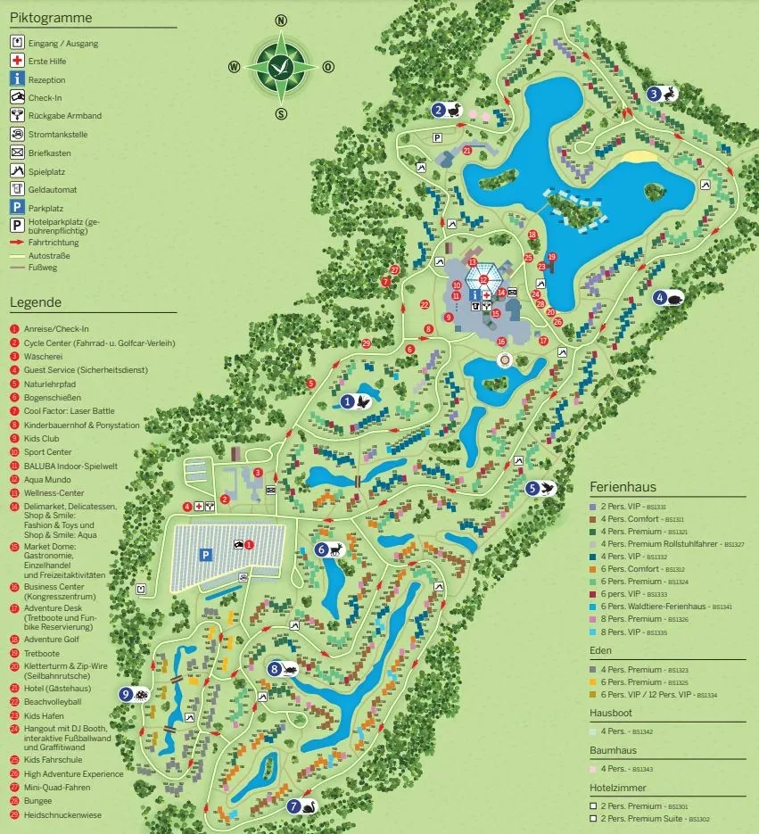 Parkplan Center Parcs Bispinger Heide Lageplan