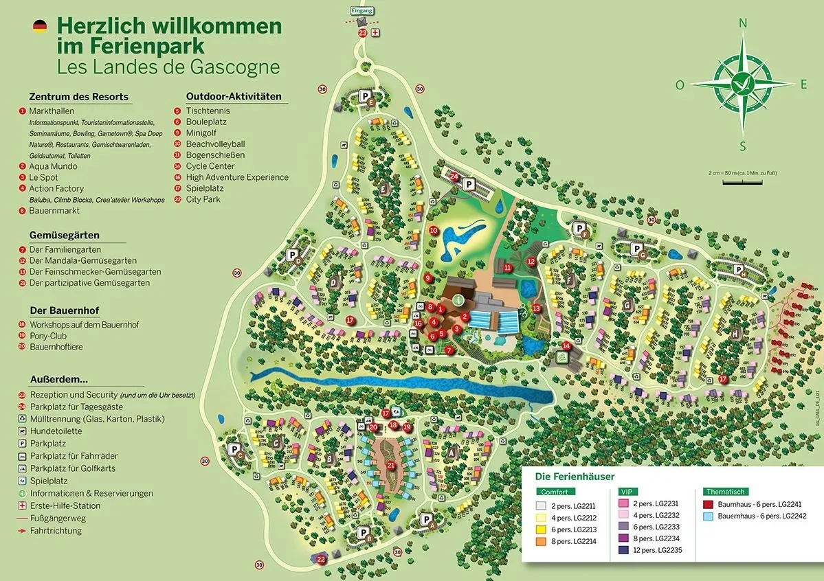 Bester Center Parcs in Frankreich - Les Landes de Gascogne Parkplan in Südfrankreich
