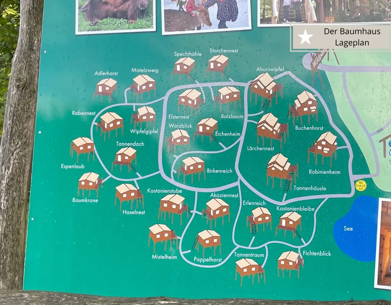 Der Lageplan des Natur-Resorts Tripsdrill mit Baumhäusern und Schäferwagen