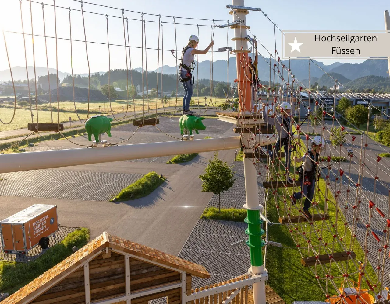 Der Hochseilgarten in Füssen bei schönem Wetter