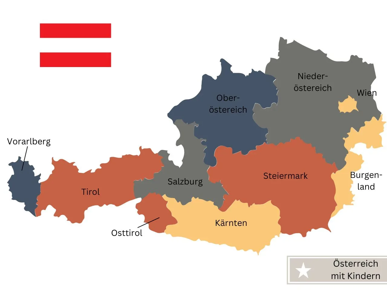 Österreich mit Kindern - Eine Übersichtskarte