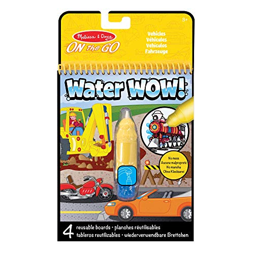 Melissa and Doug Water Wow Malbuch mit Wasserstift | Fahrzeuge malen mit Wasser | Wassermalbuch ab 3 4 5 6...
