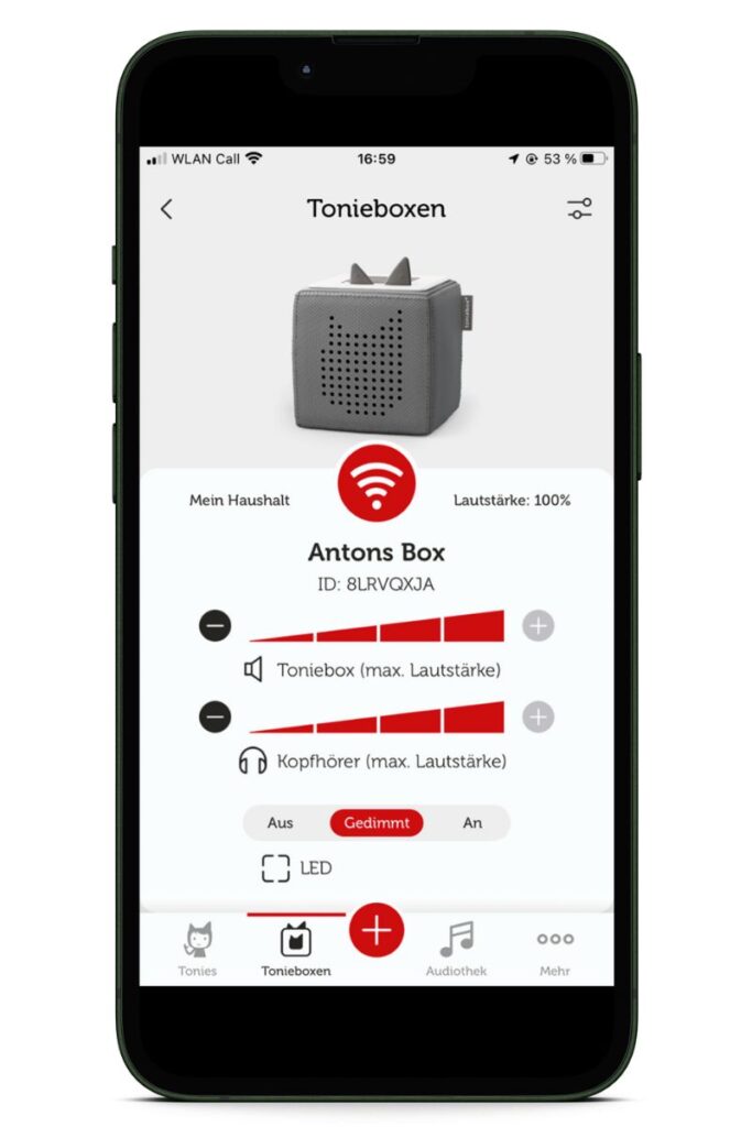 Toniebox-Einstellungen via App