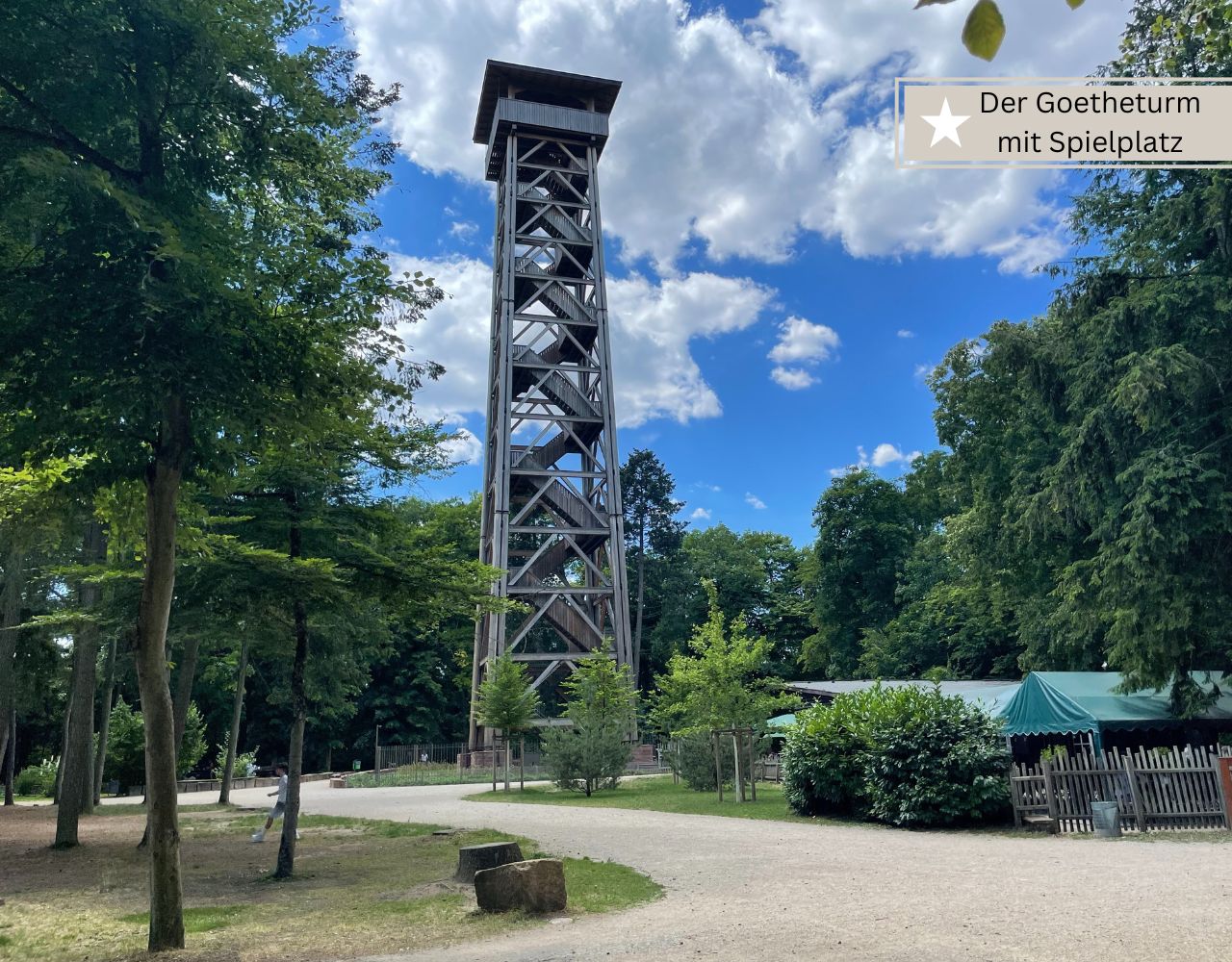 Frankfurt mit Kindern - Der Goetheturm mit Spielplatz im Süden von Frankfurt