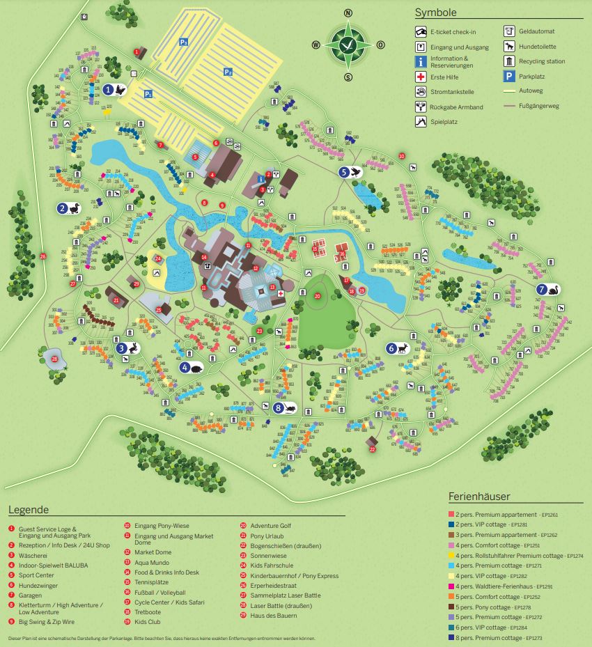 Zweibester Center Parcs in Belgien - Erperheide Parkplan