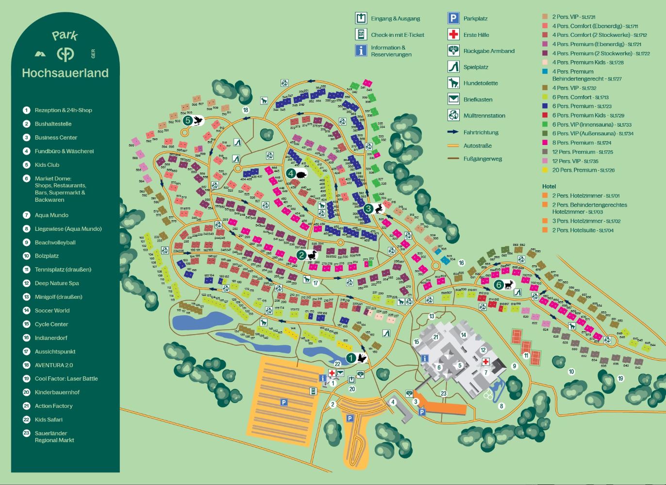 Die besten Ferienhäuser im Center Parcs Hochsauerland mit Lageplan