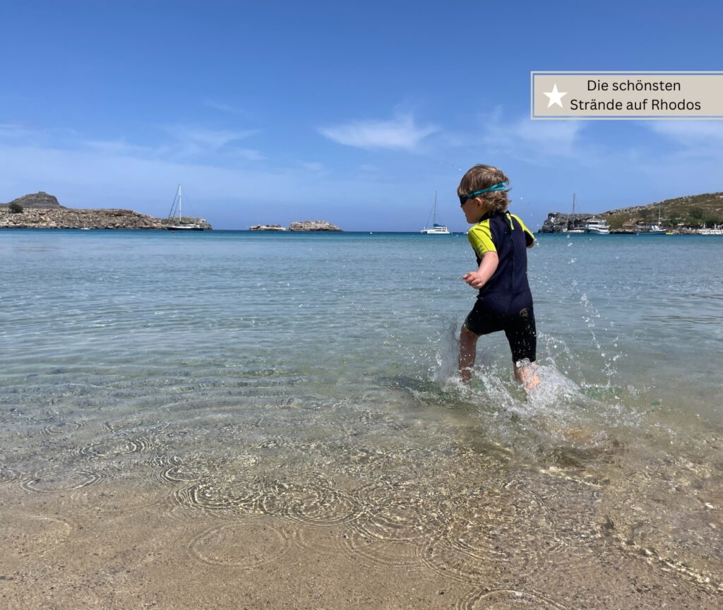 Die besten griechischen Inseln für Kinder - Rhodos mit Lindos beach und schönem Sandstrand
